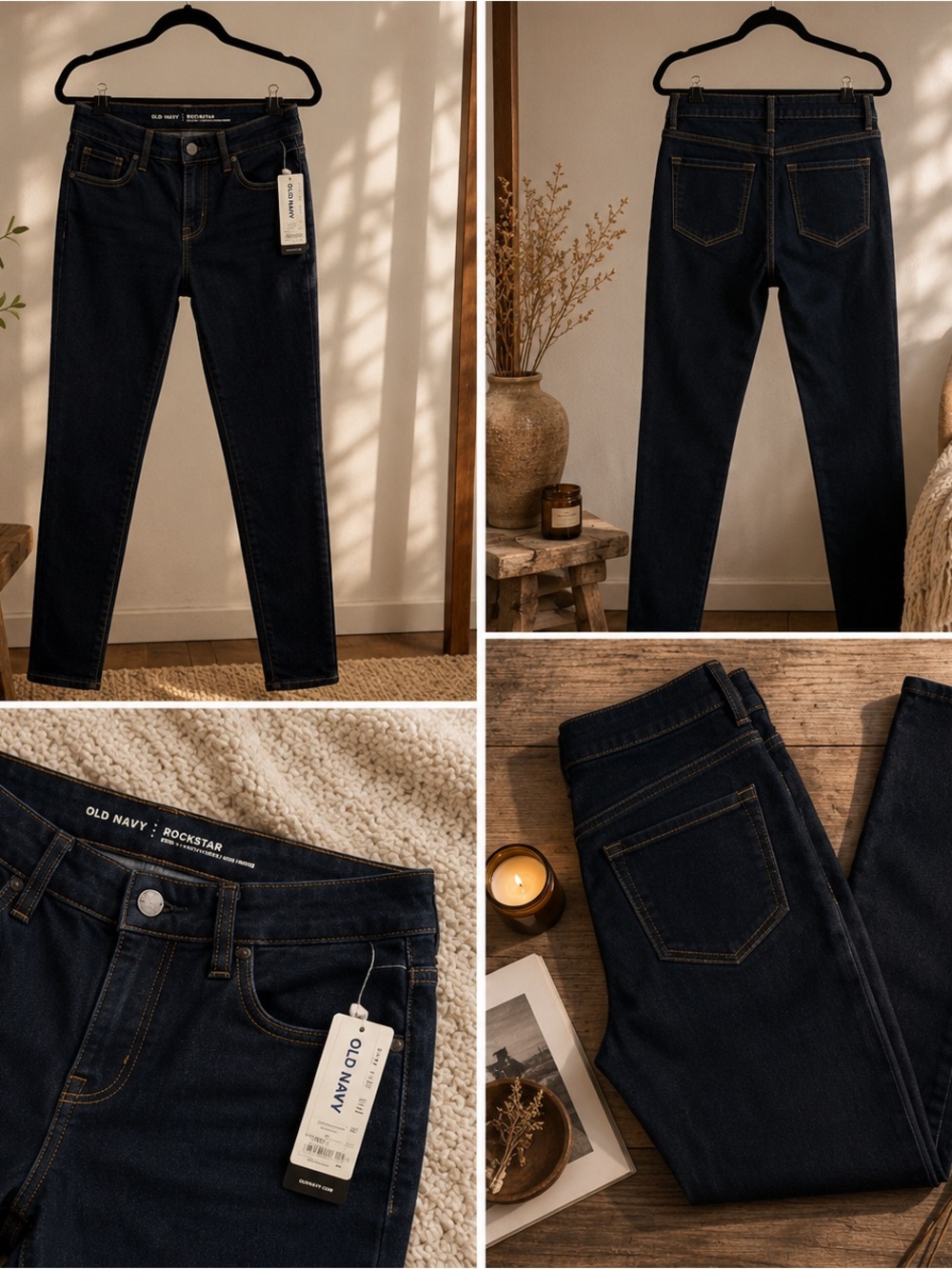 Old Navy Women's Rockstar Skinny Jeans - Dark Wash Navy